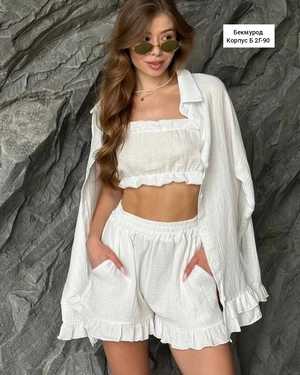 ЖЕНСКИЙ КОСТЮМ ТРОЙКА В РАЗМЕР ТКАНЬ МУСЛИН