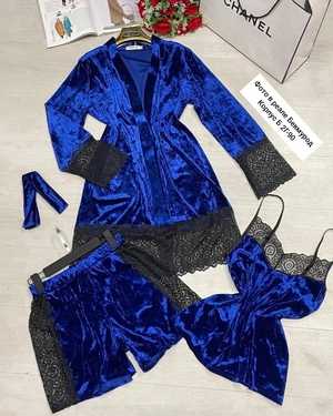 ЖЕНСКАЯ ПИЖАМА ТРОЙКА В РАЗМЕР ТКАНЬ ВЕЛЮР