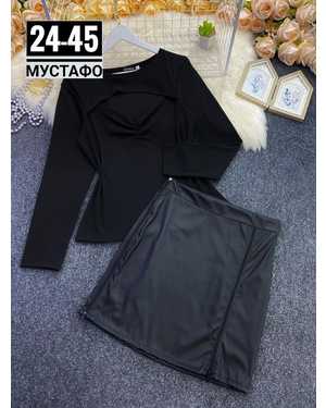 ЖЕНСКИЙ КОСТЮМ ТКАНЬ ЛАПША, ЭКО-КОЖА