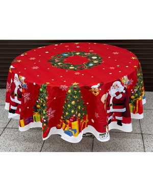 Скатерть новогодняя материал Велюр размер 180 круг