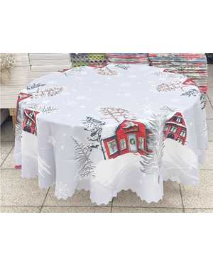 Скатерть новогодняя 100% полиэстер Размер 180 круг