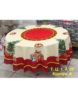 Скатерть новогодняя 100% полиэстер Размер 180 круг