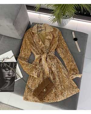 ПЛАТЬЕ-ПИДЖАК ТКАНЬ ПАЙЕТКИ НА БАРХАТЕ