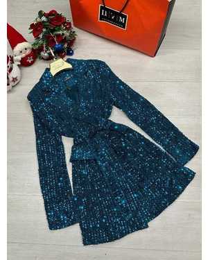 ПЛАТЬЕ-ПИДЖАК ТКАНЬ ПАЙЕТКИ НА БАРХАТЕ