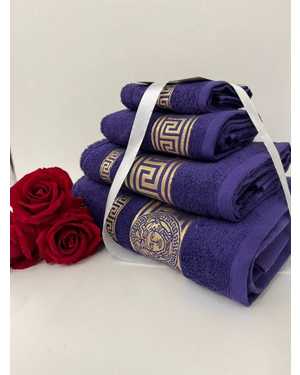 Комплект из Четырёх полотенца VERSACE Материал: Махра Состав: 100% хлопок Плотность: 400г/м2 Размер: 70*130 СМ- 1 шт, 50*80 СМ- 1 шт, 30*70 СМ - 1 шт, 30*30 СМ - 1 шт