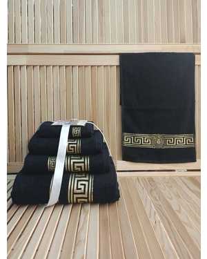 Комплект из Четырёх полотенца VERSACE Материал: Махра Состав: 100% хлопок Плотность: 400г/м2 Размер: 70*130 СМ- 1 шт, 50*80 СМ- 1 шт, 30*70 СМ - 1 шт, 30*30 СМ - 1 шт