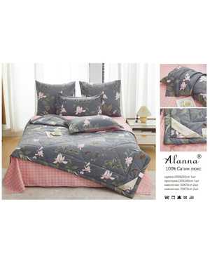 Комплект постельного белья с готовым одеялом. качество ткани: сатин плотность 150г/м2 наполнитель одеяло: 15% шелк, 85% микрогель(возможно замена на похожее)