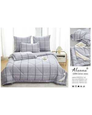 Комплект постельного белья с готовым одеялом. качество ткани: сатин плотность 150г/м2 наполнитель одеяло: 15% шелк, 85% микрогель(возможно замена на похожее)