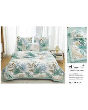 Комплект постельного белья с готовым одеялом. качество ткани: сатин плотность 150г/м2 наполнитель одеяло: 15% шелк, 85% микрогель(возможно замена на похожее)