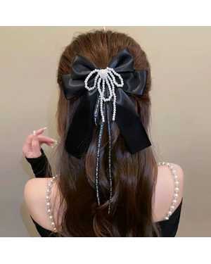 атласная заколка для волос с бантом и лентой