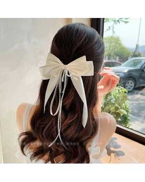 атласная заколка для волос с бантом и лентой