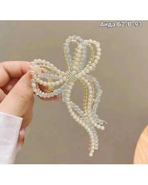 Краб для волос ‘’Бант’’ со стразами с жемчугом