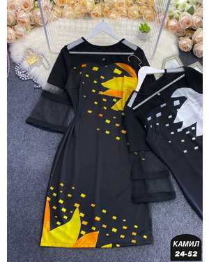 ПЛАТЬЕ ТКАНЬ ТРИКОТАЖ+СУМБУЛИМА