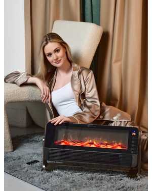 Инновационный электрический камин с имитацией горящих углей, быстро нагревается в течение 3 секунд, используя передовой керамический нагревательный элемент РТС Размер 56*30*14см