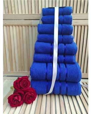 Комплект из восьми полотенец Материал: Махра Состав: 100% хлопок Плотность: 400г/м Размер: 70*130- 2 шт, 50*80 - 2 шт, 30*60 - 2 шт, 30*30 - 2 шт