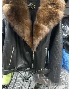 ЖЕНСКАЯ КУРТКА ЗИМА НАТУРАЛЬНАЯ КОЖА МЕХ ПЕСЕЦ