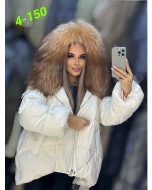 ЖЕНСКАЯ КУРТКА Мех НАТУРАЛЬНЫЙ -блюфрост МЕХ СЪЕМНЫЙ НАПОЛНИТЕЛЬ - мех пух Размер:42/54 (оверсайз)