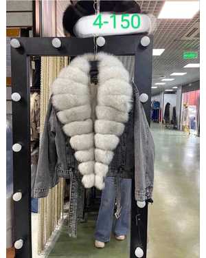ЖЕНСКАЯ КУРТКА Джинсовка осень зима с мехом песца натуральный внутри мех Бобрик и кролик