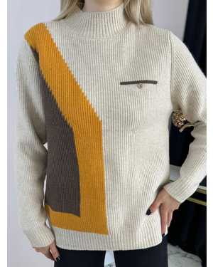 СВИТЕР ТКАНЬ 48% КАШЕМИР, 29% ШЕРСТЬ, 18% ХЛОПОК, 5% ЭЛАСТАН