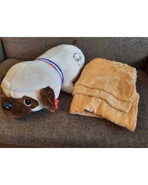 Игрушка-подушка Мопс 3 в 1 с пледом (одеялом) внутри Размер мопса: 60 х 23 х 20 Размер пледа: 170 х 100 см