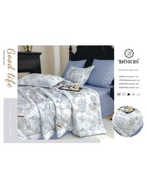 Комплект постельного белья с готовым одеялом от фирмы BORIS Ткан: Сатин Хлопок Наполнитель одеяло: шелк Тусса Плотность одеяло: 300г/м(возможно замена на похожее)