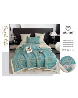 Комплект постельного белья с готовым одеялом от фирмы BORIS Ткан: Сатин Хлопок Наполнитель одеяло: шелк Тусса Плотность одеяло: 300г/м(возможно замена на похожее)