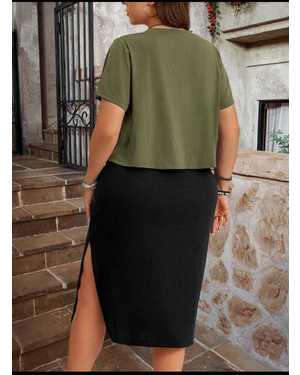 ЖЕНСКИЙ КОСТЮМ ДВОЙКА ТКАНЬ ФУТБОЛКА ТРИКОТАЖ, ЮБКА ЛАПША