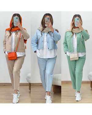 ЖЕНСКИЙ КОСТЮМ ТРОЙКА ТКАНЬ ХЕБЕ ФУТБОЛКА ЛАЙТ