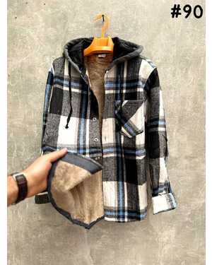 РУБАШКА С КАПЮШОНОМ ТКАНЬ КАШЕМИР С МЕХОМ