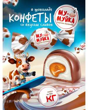 Конфета с молочно-желейной начинкой с ярко выраженным вкусом сливок 500гр