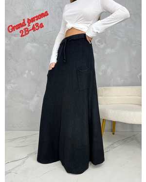 Женская теплая юбка. Ткань Вязанный, 95%хлопок, 5% полиэстер