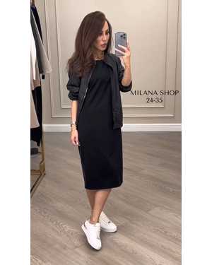 ЖЕНСКИЙ КОСТЮМ ДВОЙКА ТКАНЬ КРЕП И КОЖА