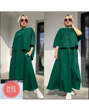 ЖЕНСКИЙ КОСТЮМ ДВОЙКА ТКАНЬ ЛЁН ХБ