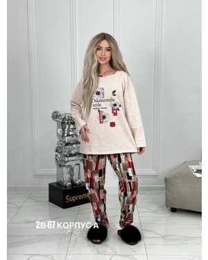 ПИЖАМА С НАЧЁСОМ В РАЗМЕР ТКАНЬ 100% ХЛОПОК