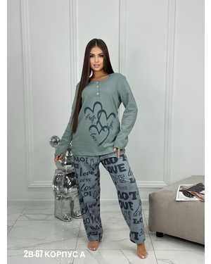 ПИЖАМА С НАЧЕСОМ В РАЗМЕР ТКАНЬ 100% ХЛОПОК