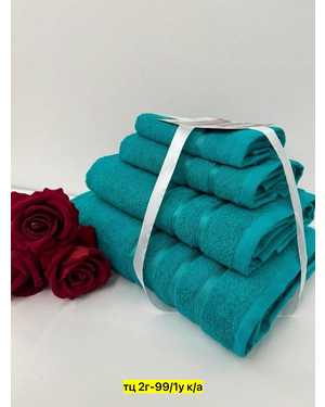 Комплект из четырех полотенец. Производитель узбекистан Размер: 70/130- 1 шт, 50/80 - 1 шт, 30/60 - 1 шт, 30/30 - 1 шт