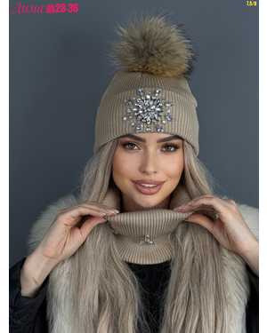 ШАПКА ДВОЙНАЯ С ПОМПОНОМ ОТ 8 ДО 108 ЛЕТ РАЗМЕР: ЕДИНЫЙ 70% ШЕРСТЬ, 30% АКРИЛ СЕЗОН ЗИМА