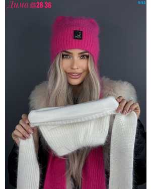 ШАПКА УШАНКА ВЗРОСЛЫЙ РАЗМЕР: ЕДИНЫЙ АНГОРА, ШЕСТЬ, ПУХА НОРКИ, АКРИЛ СЕЗОН ЗИМА