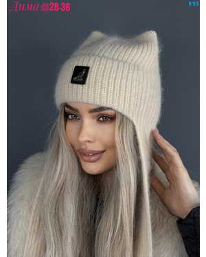 ШАПКА УШАНКА ВЗРОСЛЫЙ РАЗМЕР: ЕДИНЫЙ АНГОРА, ШЕСТЬ, ПУХА НОРКИ, АКРИЛ СЕЗОН ЗИМА