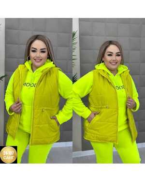 ЖЕНСКИЙ КОСТЮМ ДВОЙКА ТКАНЬ ТКАНЬ ДВОЙКА ТОЛСТОВКА НА ФЛИСЕ, ТКАНЬ ЖИЛЕТКА ПЛАЩЁВКА СИНТЕПОНЕ