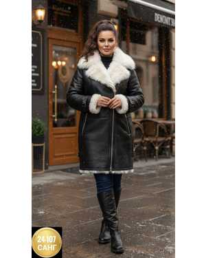 ДУБЛЁНКА ТКАНЬ КОЖА С НАТУРАЛЬНЫМ МЕХОМ И БАРАШКОМ