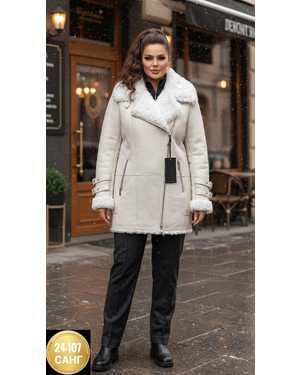 ДУБЛЁНКА ТКАНЬ КОЖА С НАТУРАЛЬНЫМ МЕХОМ И БАРАШКОМ