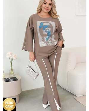 ЖЕНСКИЙ КОСТЮМ ДВОЙКА ТКАНЬ ТРИКОТАЖ