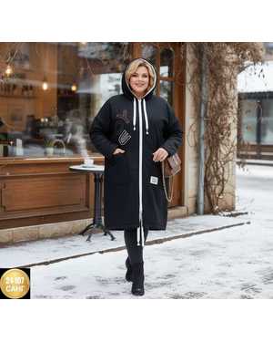 КАРДИГАН ТКАНЬ ДЖИНСОВАЯ С МЕХОМ