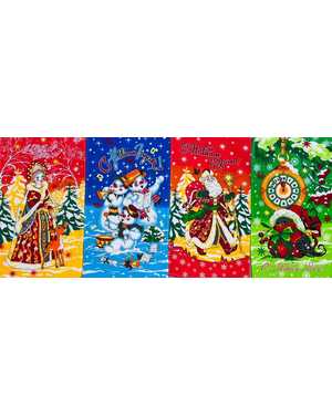 Новогоднее полотенце. Размер 35/60см в упаковке 12 шт разные рисунки