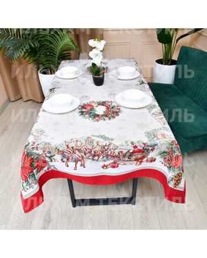 Новогодняя скатерть гобеленовая Размер 150 на 220см