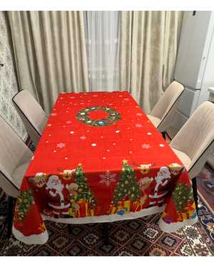 Новогодняя скатерть Велюровая Размер 150 на 220см