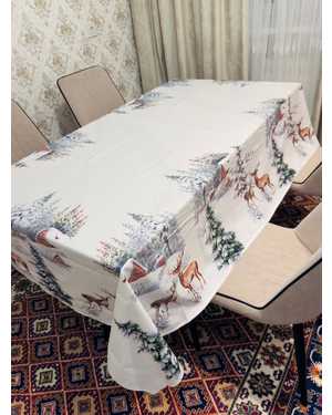 Новогодняя скатерть Велюровая Размер 150 на 220см
