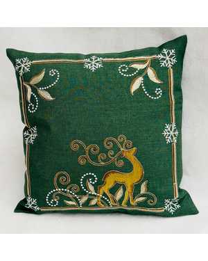 Новогодняя Наволочка лён с вышивкой На молний Размер 50на50см
