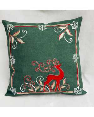 Новогодняя Наволочка лён с вышивкой На молний Размер 50на50см